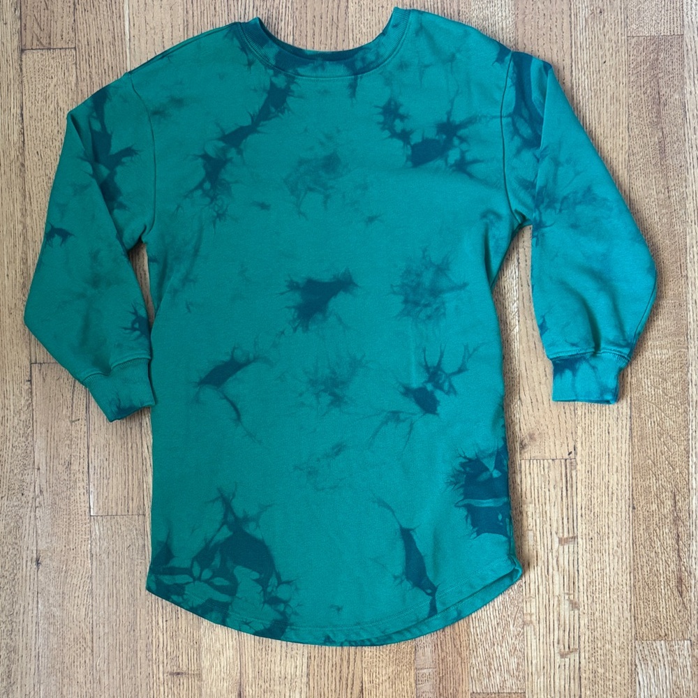 GAP Green Tie-Dye Long Sleeve Sweatshirt Dress